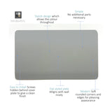 Double Blanking Plate in Platinum Silver, a screwless two-gang cover plate with rounded corners and a flat polycarbonate finish, shown against a plain white background.