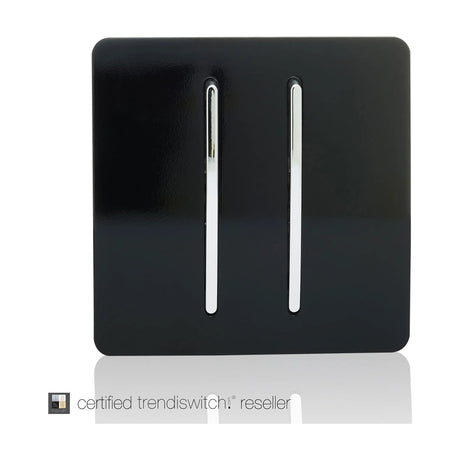 2 Gang Doorbell in piano black, shown upright on a plain white background.