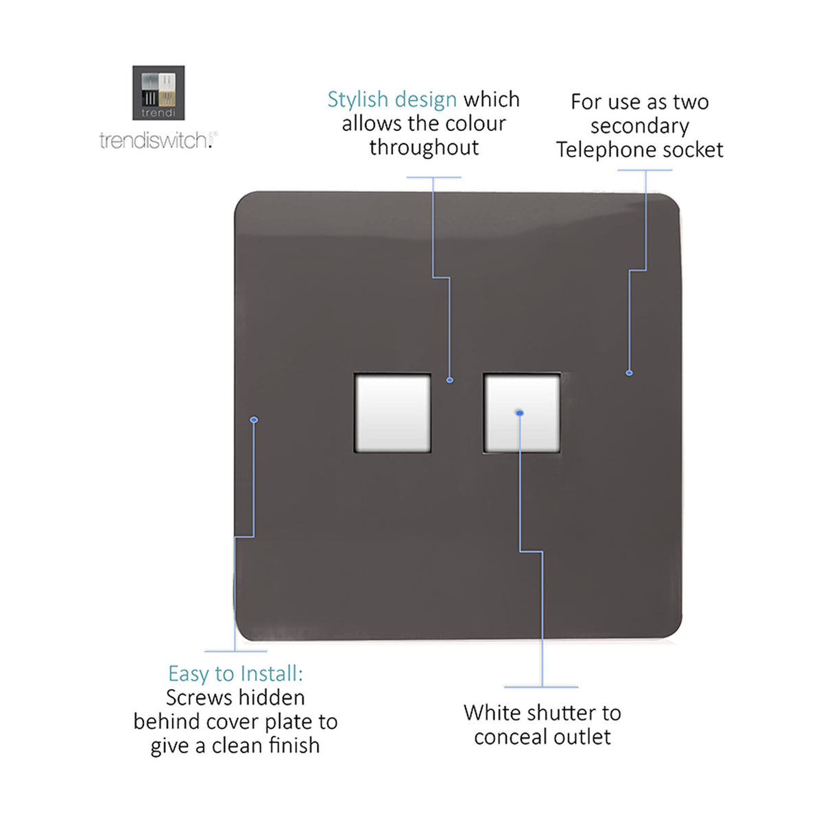 2 Gang Ethernet Socket - Dark Brown