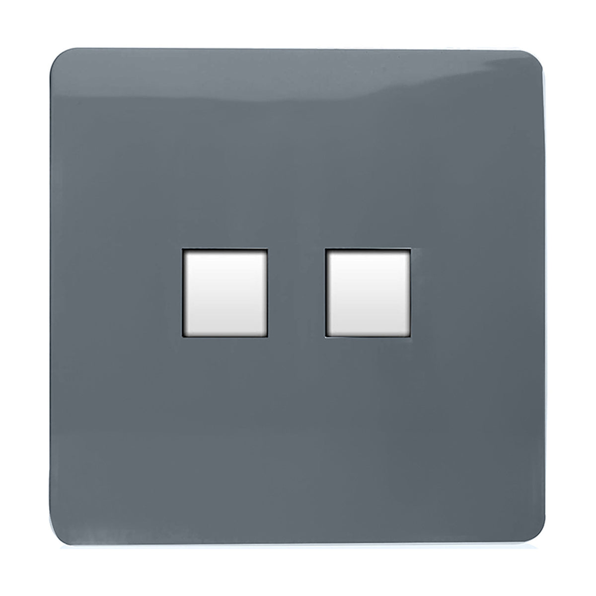 2 Gang Ethernet Socket - Warm Grey