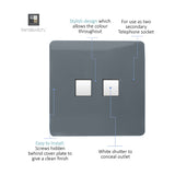 2 Gang Ethernet Socket - Warm Grey