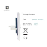 Side profile view of the 2 Gang Ethernet Socket in ice white, showing a screwless square plate with a deep mounting box and cable connector, set against a plain white background.