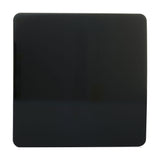 Single gang blanking plate in piano black gloss, screwless square design with rounded corners, shown on a plain white background.