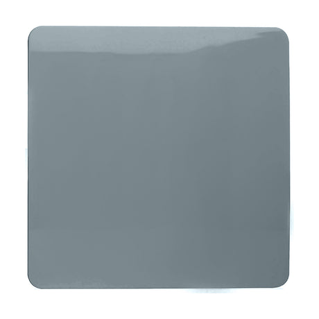 Single Blanking Plate in cool grey, a screwless square cover with softly rounded edges and a glossy polycarbonate finish, shown on a plain white background.
