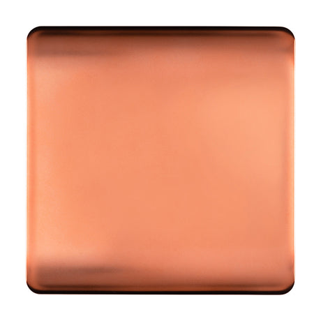Single Blanking Plate in copper, square 1-gang screwless design with a smooth metallic finish, shown against a plain white background.