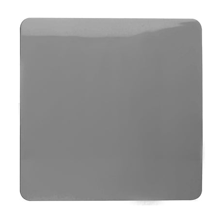 Single blanking plate in light grey, square screwless cover plate with softly eased edges, shown on a plain white background.