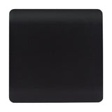 Single gang blanking plate in matt black, square screwless polycarbonate faceplate shown on a plain white background.