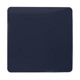 Single gang blanking plate in navy blue, square screwless polycarbonate faceplate with no switch or socket cut-outs, shown on a plain white background.