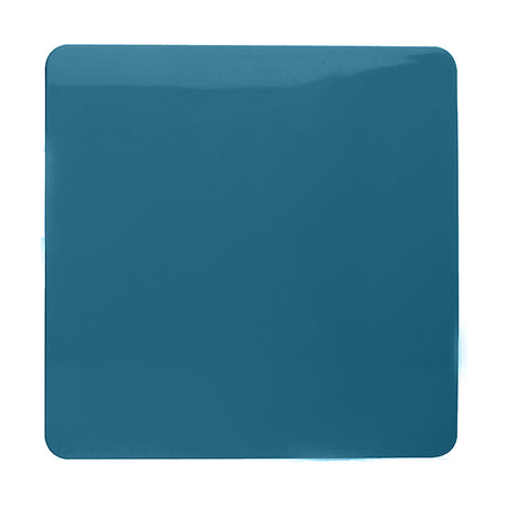 Single Blanking Plate in Ocean Blue, a square 1-gang screwless polycarbonate cover with a flat, glossy finish, shown on a plain white background.