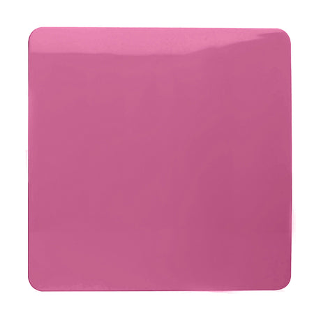 Single Blanking Plate in pink, a square 1-gang screwless polycarbonate cover plate, shown on a plain white background.