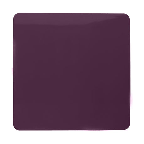 Single Blanking Plate in plum, a square screwless polycarbonate cover for one unused wall position, shown on a plain white background.