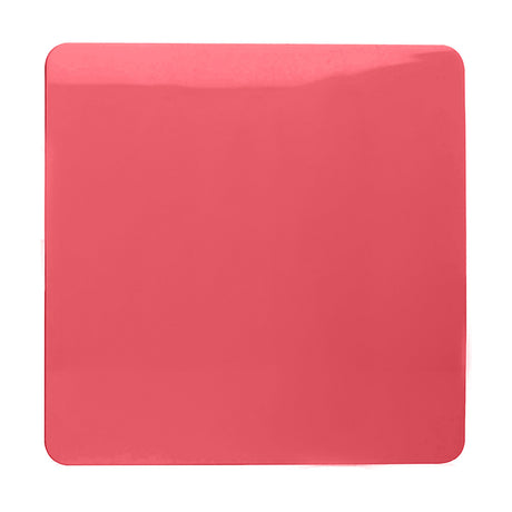 Single Blanking Plate in strawberry pink polycarbonate, square screwless 1-gang cover plate with no switch or socket, shown on a plain white background.