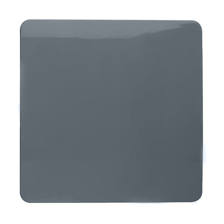 Single Blanking Plate in warm grey, a square 1-gang screwless cover plate with a flat, unbroken face, shown on a plain white background.