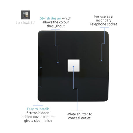 1 Gang Ethernet Outlet - Piano Black