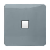 1 Gang Ethernet Outlet in cool grey with a screwless square plate and single white data port, shown on a plain white background.