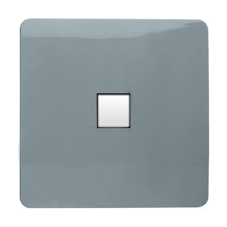1 Gang Ethernet Outlet in cool grey with a screwless square plate and single white data port, shown on a plain white background.