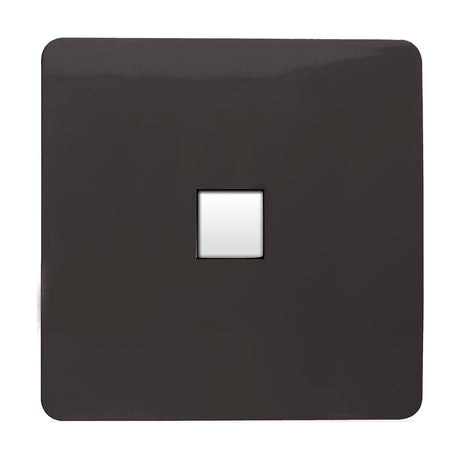 1 Gang Ethernet Outlet in dark brown, screwless square plate with a single white RJ45 port, shown on a plain white background.
