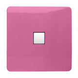 1 Gang Ethernet outlet in pink with a screwless square plate and single white RJ45 data port, shown on a plain white background.