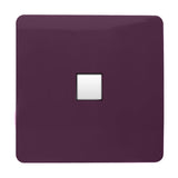 1 Gang Ethernet Outlet in plum, screwless square plate with a single white RJ45 data module, shown on a plain white background.