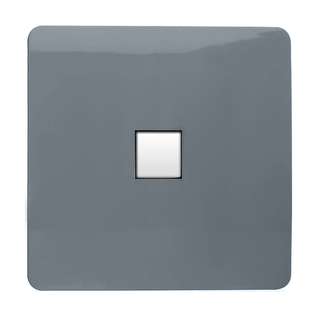 1 Gang Ethernet Outlet in warm grey with a screwless square plate and single white RJ45 port, shown on a plain white background.