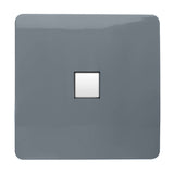 1 Gang Ethernet Outlet in warm grey with a screwless square plate and single white RJ45 port, shown on a plain white background.