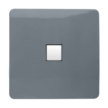1 Gang Ethernet Outlet in warm grey with a screwless square plate and single white RJ45 port, shown on a plain white background.