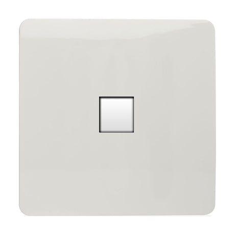 1 Gang Ethernet Outlet in ice white, a screwless square plate with a single shuttered network port, shown on a plain white background.
