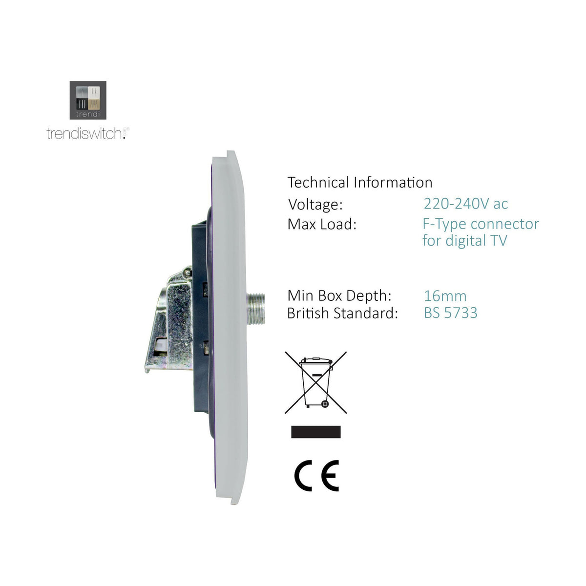 1 Gang Satellite Outlet - Brushed Steel