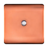 1 Gang Satellite Outlet in copper, a screwless square plate with a central F-type connector, shown on a plain white background.