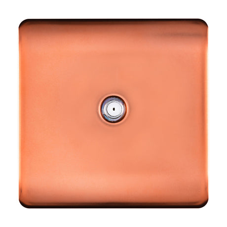 1 Gang Satellite Outlet in copper, a screwless square plate with a central F-type connector, shown on a plain white background.
