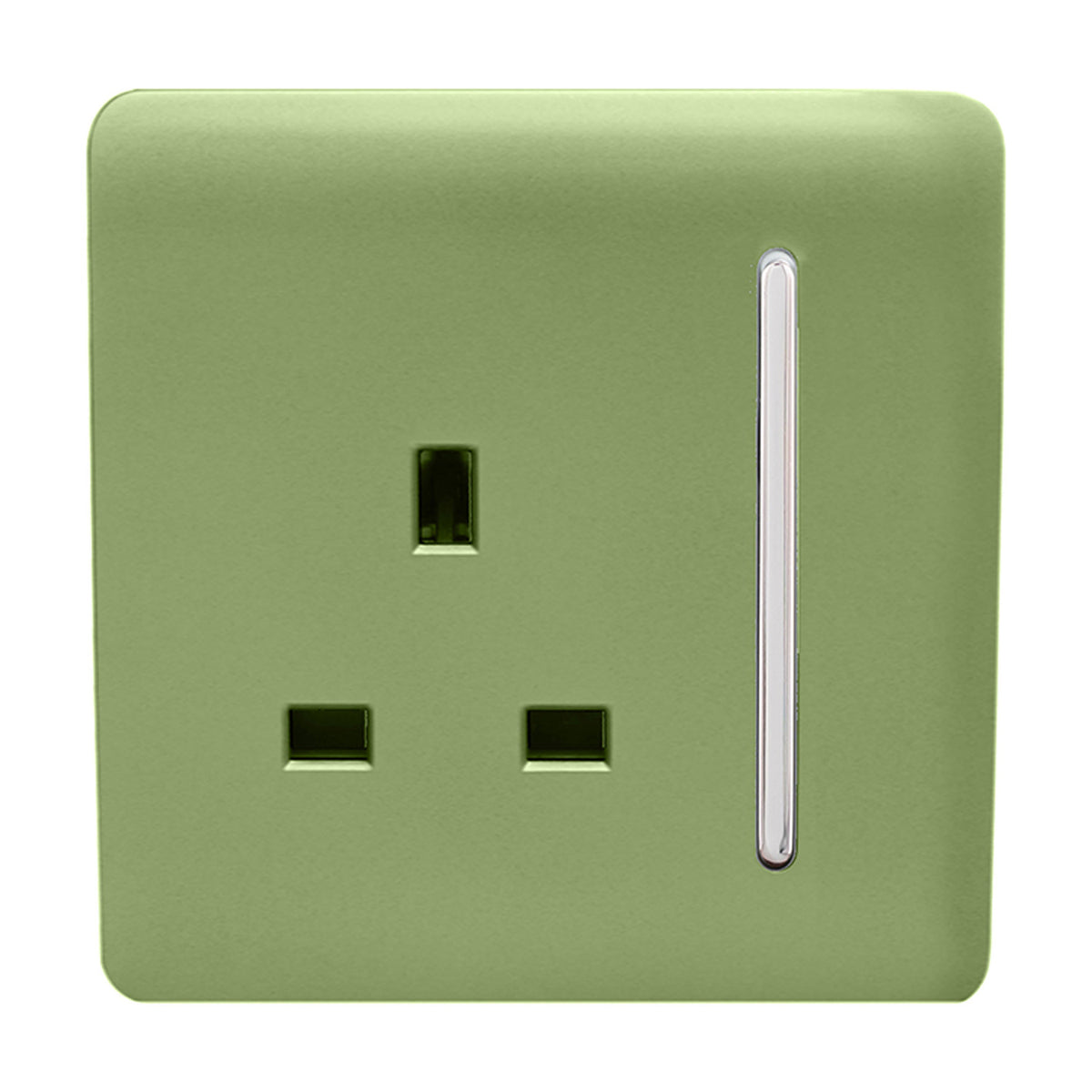 1 Gang Single 13A Socket - Moss Green