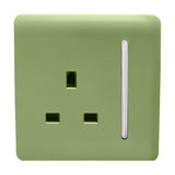 1 Gang Single 13A Socket - Moss Green