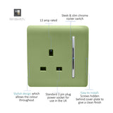 1 Gang Single 13A Socket - Moss Green