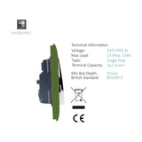 1 Gang Single 13A Socket - Moss Green