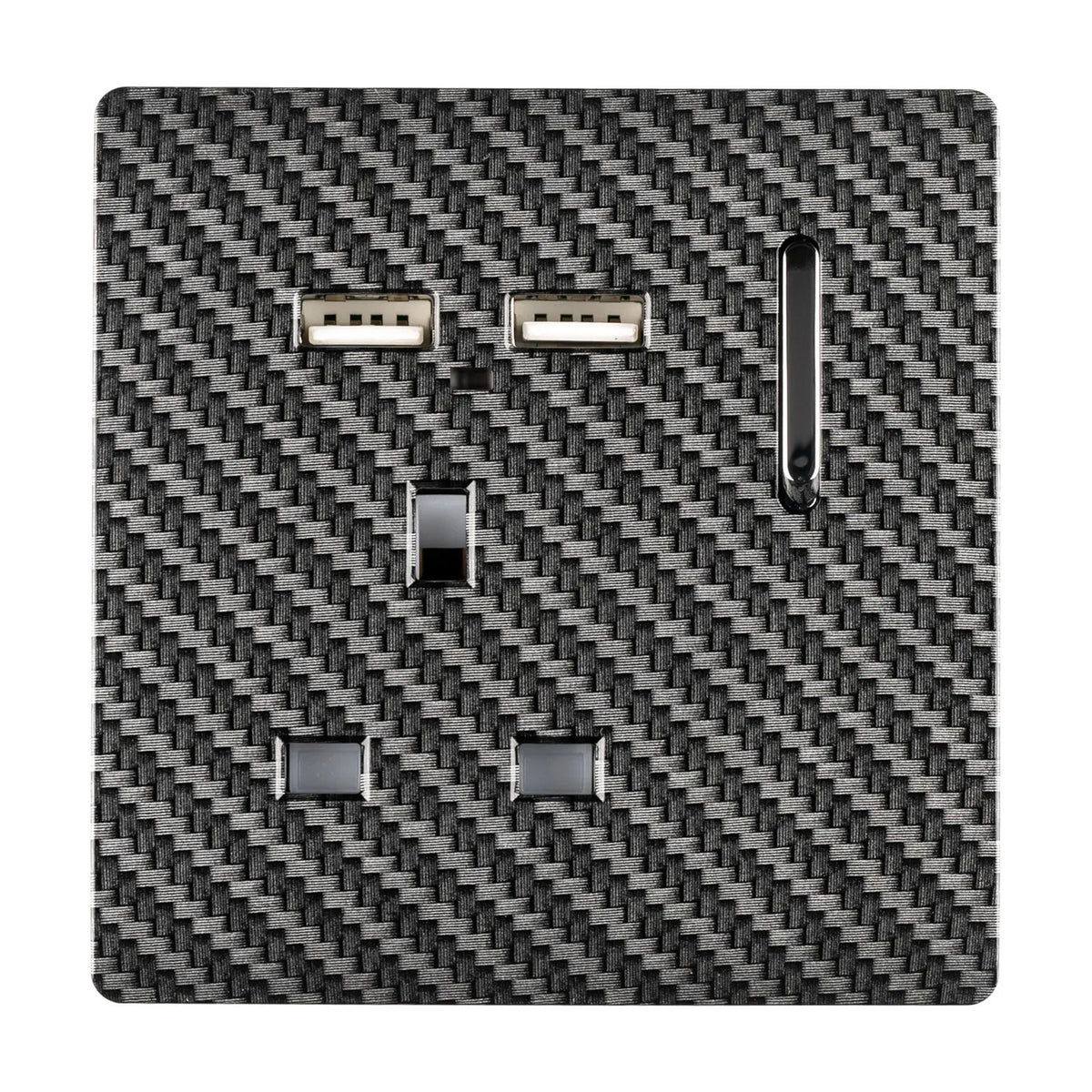 1 Gang Single 13A 10W USB-A Socket - Carbon Fibre
