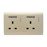 2 Gang Double 13A 10W USB-A Socket - Champagne Gold