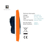 1 Gang 2 Way Light Switch - Orange