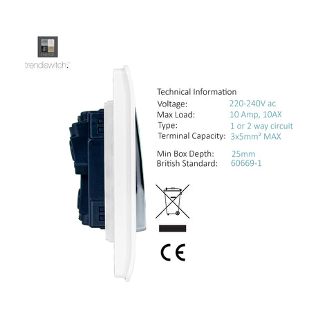 3 Gang 2 Way Light Switch - Ice White