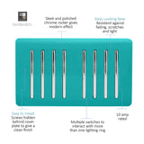 8 Gang Twin 2 Way Light Switch - Bright Teal