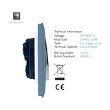 8 Gang Twin 2 Way Light Switch - Sky Blue