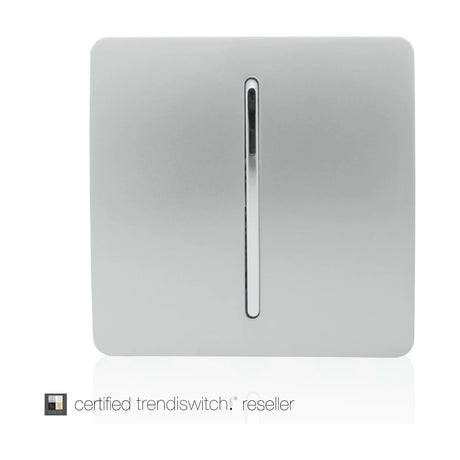 1 Gang 3 Way Light Switch in platinum silver, shown upright on a plain white background.