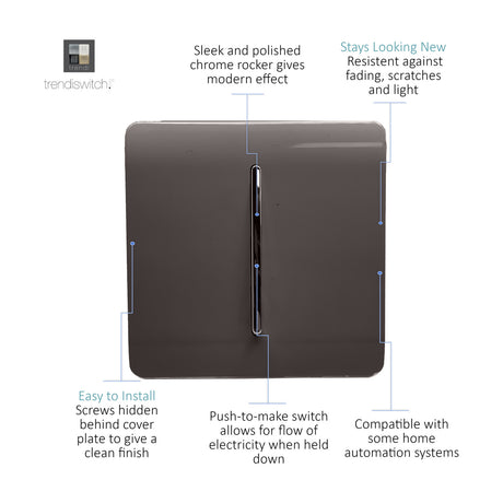 1 Gang Retractive Light Switch - Dark Brown