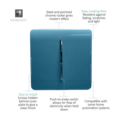 1 Gang Retractive Light Switch - Ocean Blue