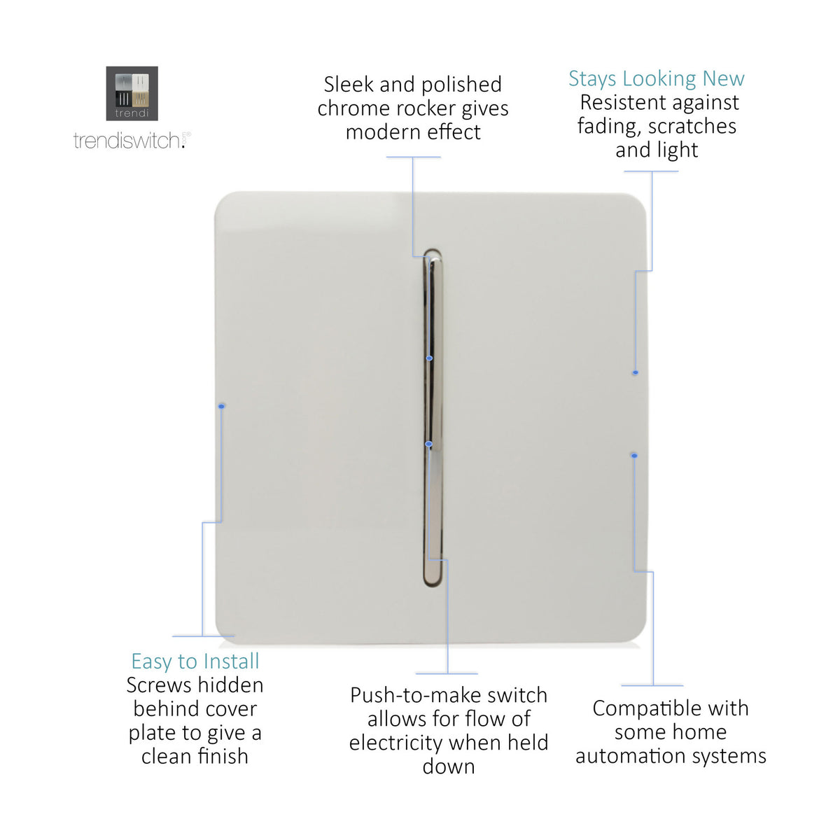 1 Gang Retractive Light Switch - Ice White