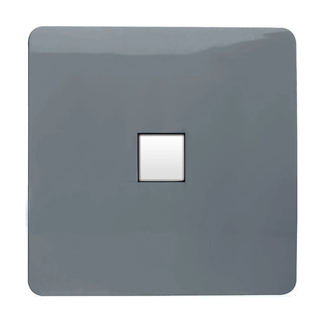 1 Gang Telephone Outlet in warm grey, square screwless plate with a single white RJ11 socket, shown on a plain white background.