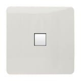 1 Gang Telephone Outlet in ice white with a flat, screwless square faceplate and single telephone socket, shown on a plain white background.