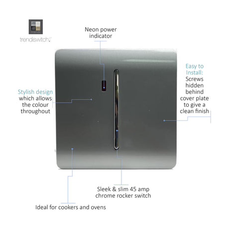 1 Gang Double 20A Light Switch - Platinum Silver