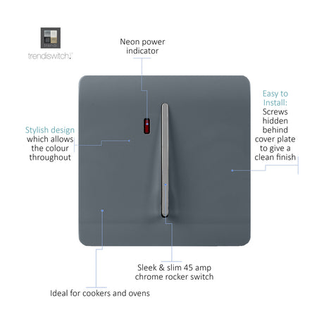 1 Gang Double 20A Light Switch - Warm Grey