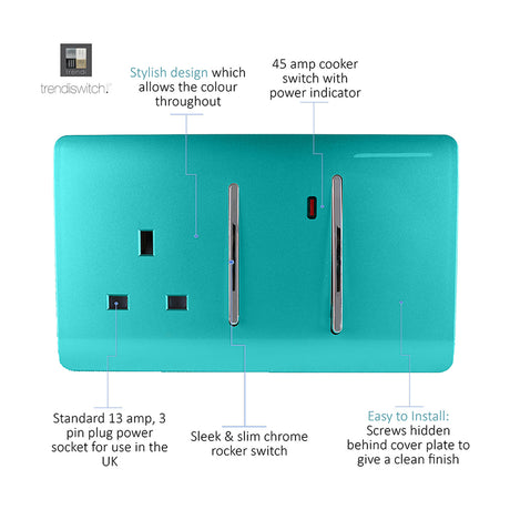45A Cooker Control Unit - Bright Teal
