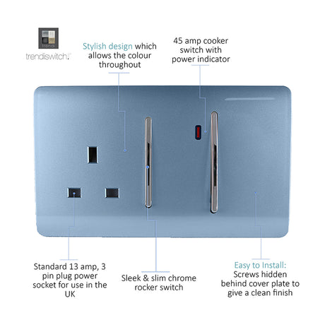45A Cooker Control Unit - Sky Blue